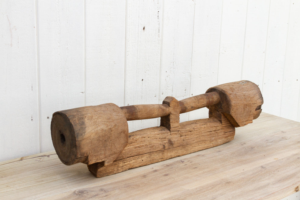 Antique Teak Cartwheel Axle