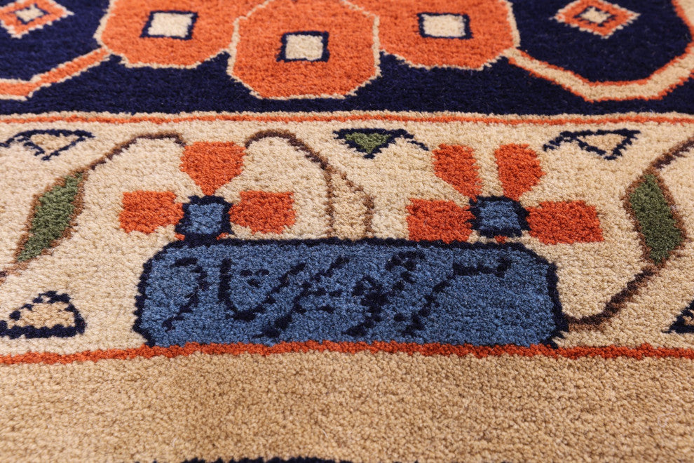 Signed Persian Varamin Hand-Knotted Wool Rug 10' 10" X 13' 10" Q10555