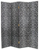 Benzara BM213512 4 Panel Room Divider with Scrolling Motifs, Black and Silver