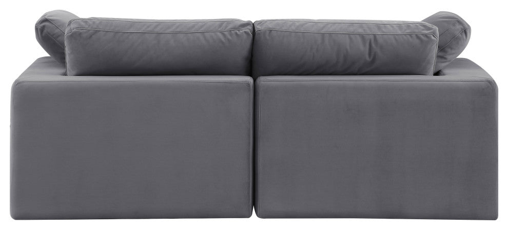 Comfy Upholstered Modular Sofa, Grey, 2-Piece: 2 Corner Chair, Velvet