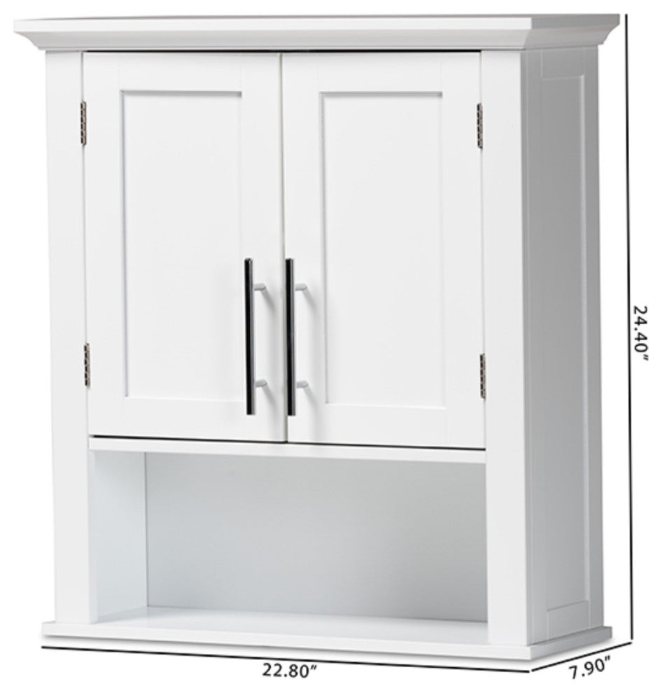 Turner White Finished Wood 2-Door Bathroom Wall Storage Cabinet
