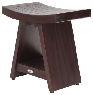 18" Asia Mocha-Shield Teak Shower Bench With Shelf