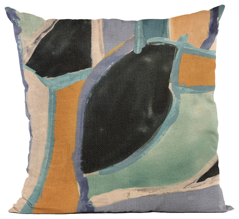 Plutus Blue Modern Print Graphic Print Luxury Throw Pillow, 16"x16"