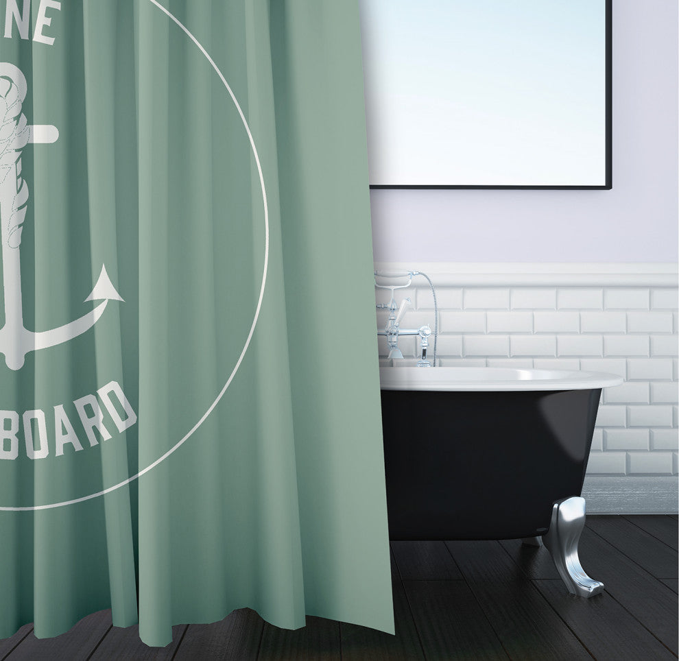 Gone Forever Overboard Sage 70" w x 73" h Shower Curtain