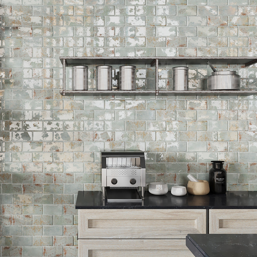 Biarritz Ceramic Wall Tile, Green