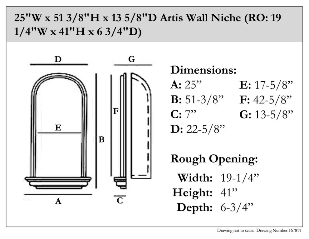 Artis Wall Niche (RO: 19 1/4"W x 41"H x 6 3/4"D)