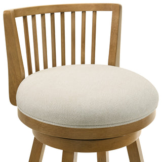 Harper Wood and Fabric Barstool, Ivory, 30" Bar Height