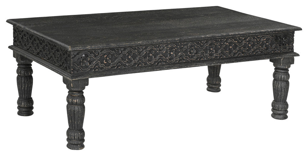 Wiley Carved Coffee Table, Black