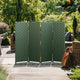 4 ft. Short Woven Fiber Outdoor All Weather Room Divider 4 Panel Green