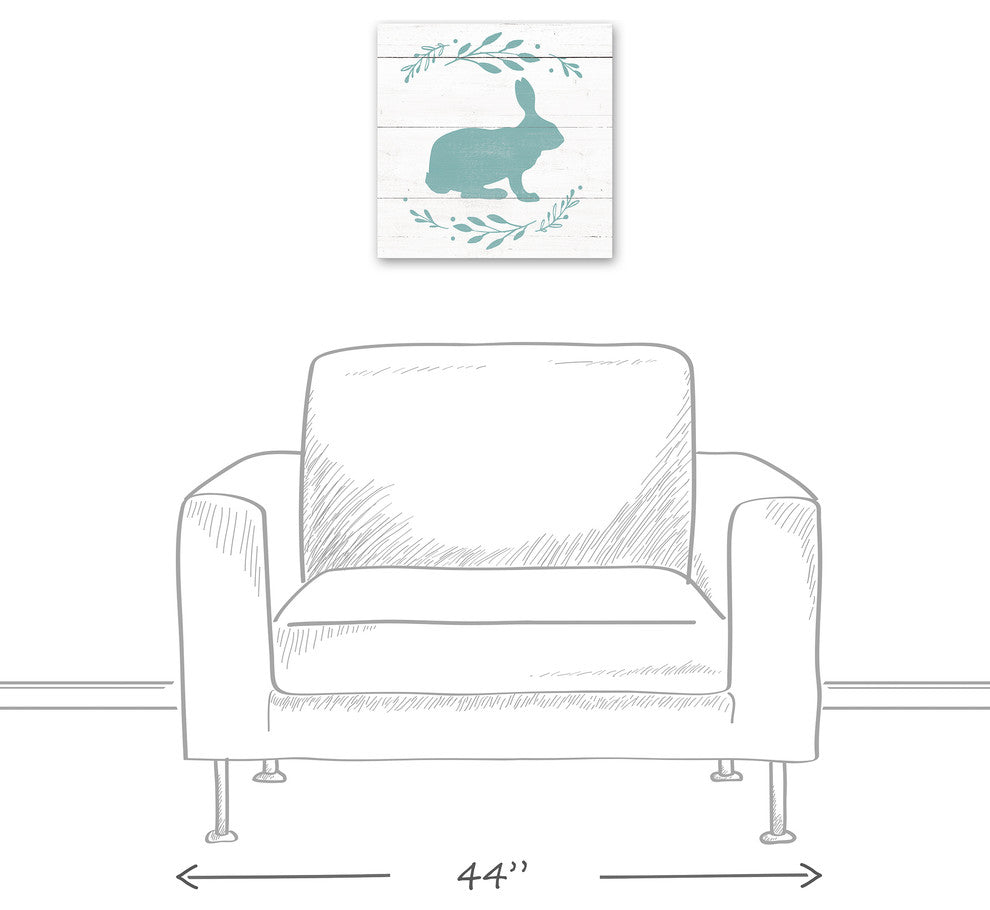 Teal Bunny Silhouette Graphic Art Print on Canvas
