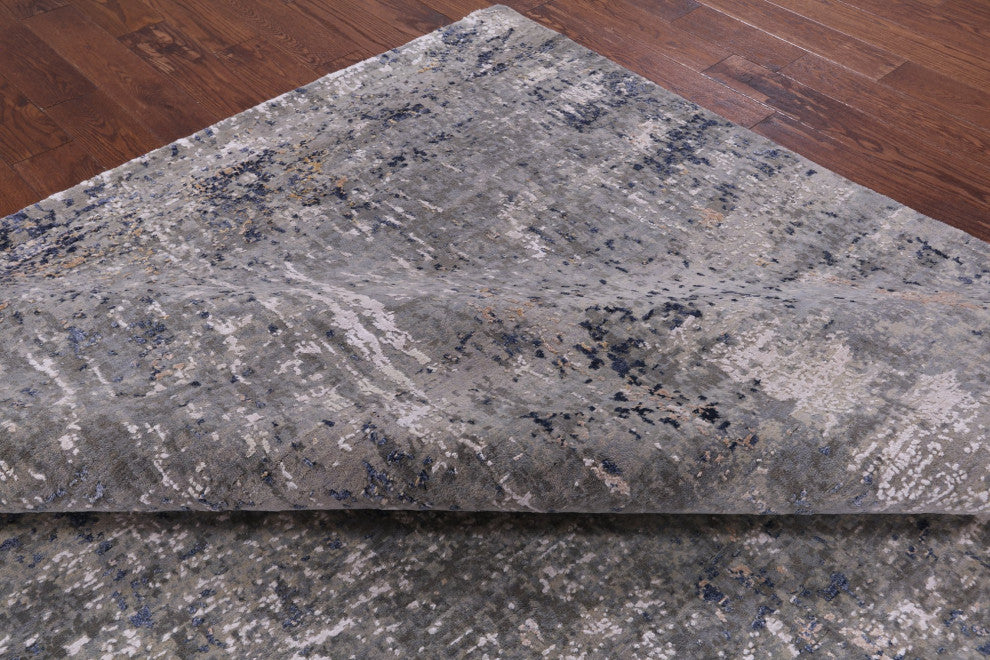 Modern Hand Knotted Wool and Silk Rug 8' 10" X 12' 0" Q7118