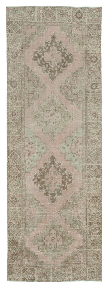 Rug N Carpet - Hand-knotted Turkish 4' 4" x 12' 6" Vintage Runner Rug