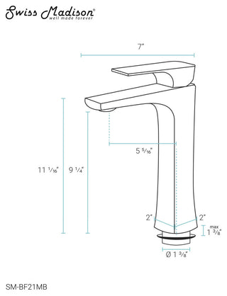 Monaco Single Hole Single-Handle High Arc Bathroom Faucet, Matte Black