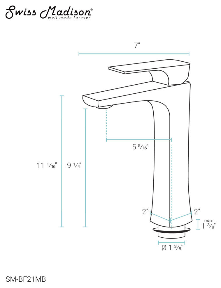 Monaco Single Hole Single-Handle High Arc Bathroom Faucet, Matte Black