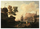 "Mediterranean Harbor Scene" Paper Print by Pierre-Jacques Volaire, 42"x32"