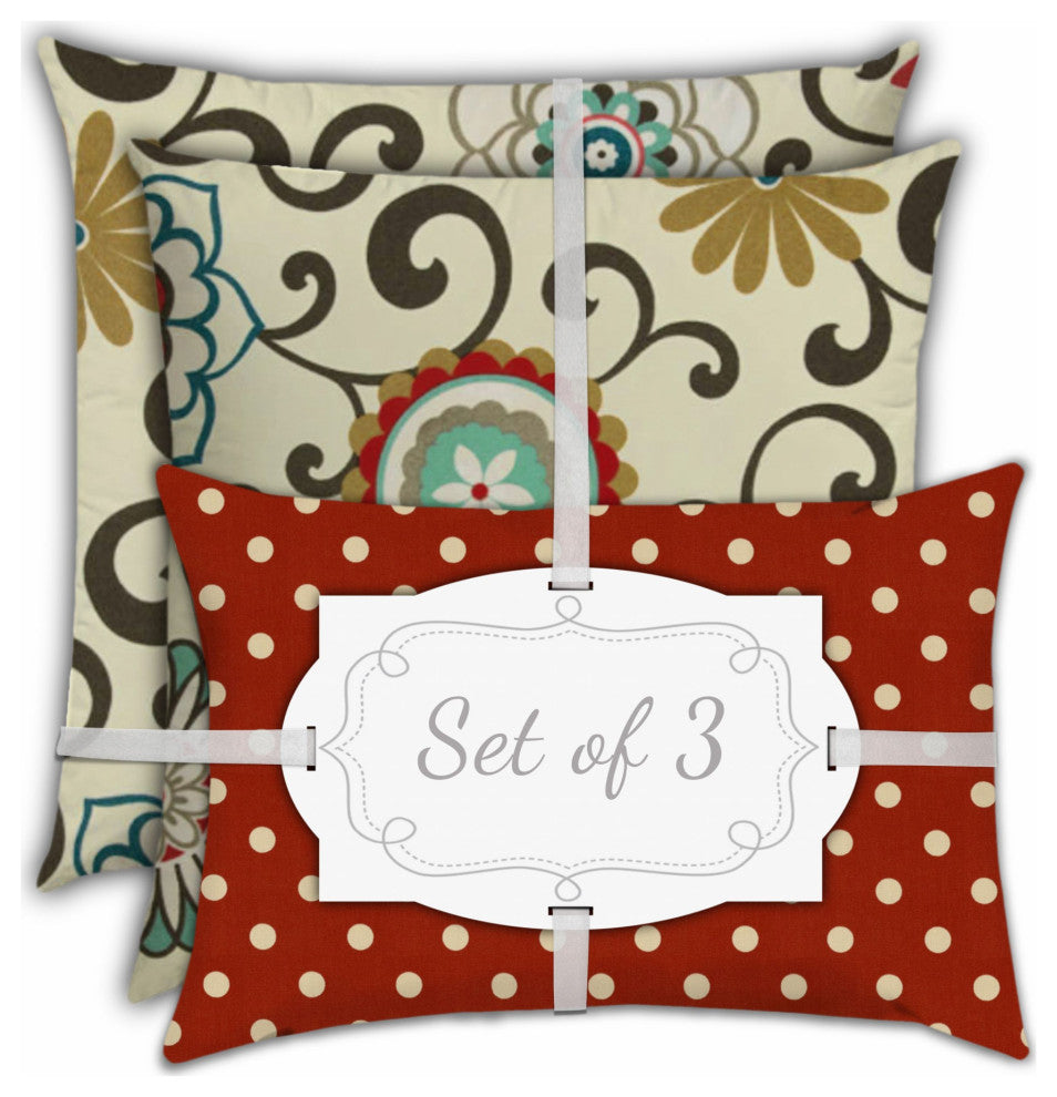 3-Piece Set Cream Classic Indoor Outdoor Zippered Pillow Covers