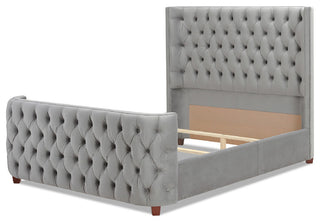 Brooklyn Tufted Sheltered Wingback Panel Bed, Opal Gray, Queen