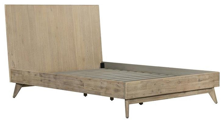 Armen Living Baly 63" Mid-Century Wood Platform Queen Bed in Gray Sandblast