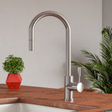 ALFI brand AB2028-BSS Stainless Steel Single Hole Pull Down Kitchen Faucet