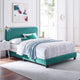 Tufted Platform Bed Frame, Full Size, Velvet, Teal Blue, Modern Contemporary