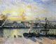 Camille Pissarro Sunset the Port of Rouen Wrapped Canvas, 20"x25"