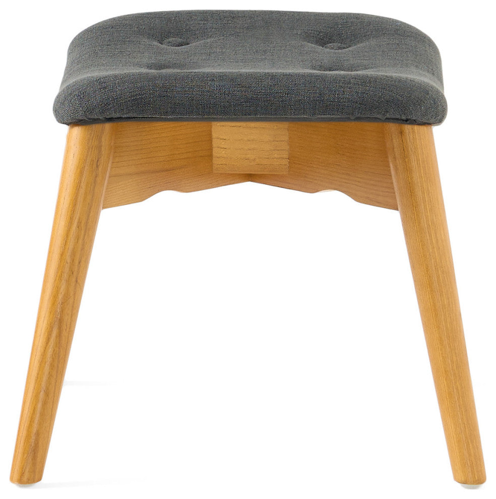 Hariata Mid-Century Modern Wingback Chair and Ottoman Set, Muted Dark Gray