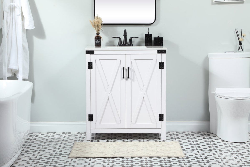 Home Living 19" Farmhouse White-Light Bathroom Vanity