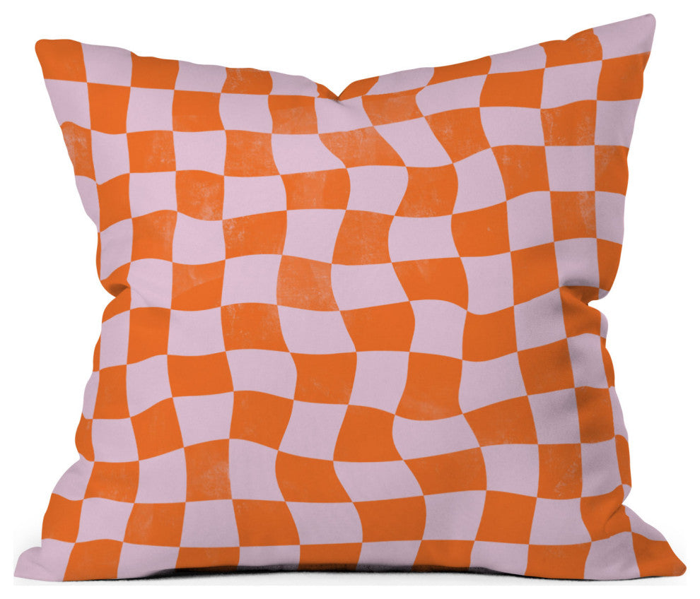 Avenie Warped Checkerboard Outdoor Throw Pillow