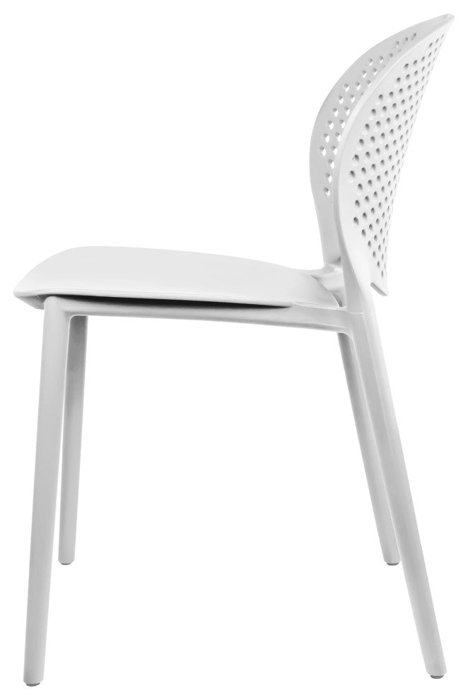 Stackable Plastic Armless Side Dining Chairs Fully Assembled Set of 2, White