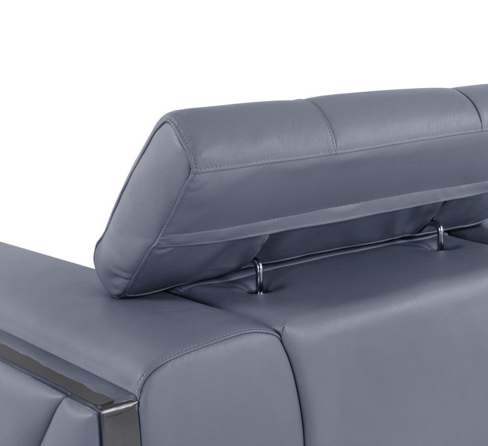 Trento Genuine Italian Leather Modern Sofa Light Blue