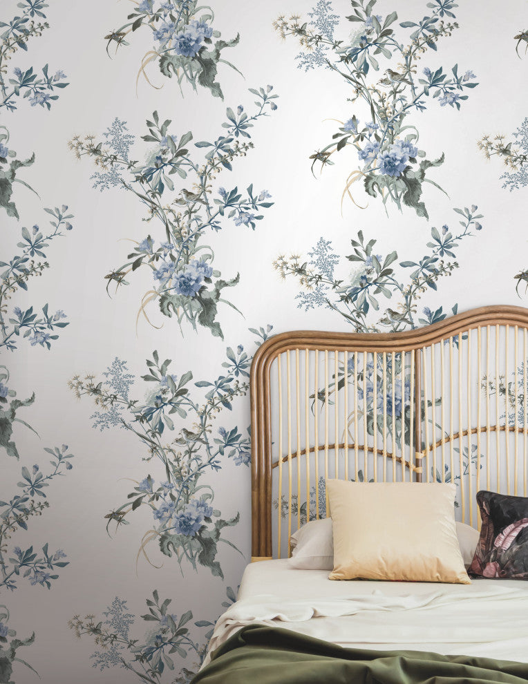 Wild Flowers Jade Peel and Stick Wallpaper