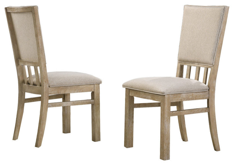 Brutus Reclaimed Wheat 19"W Contemporary Fabric Dining Chair, Set of 2