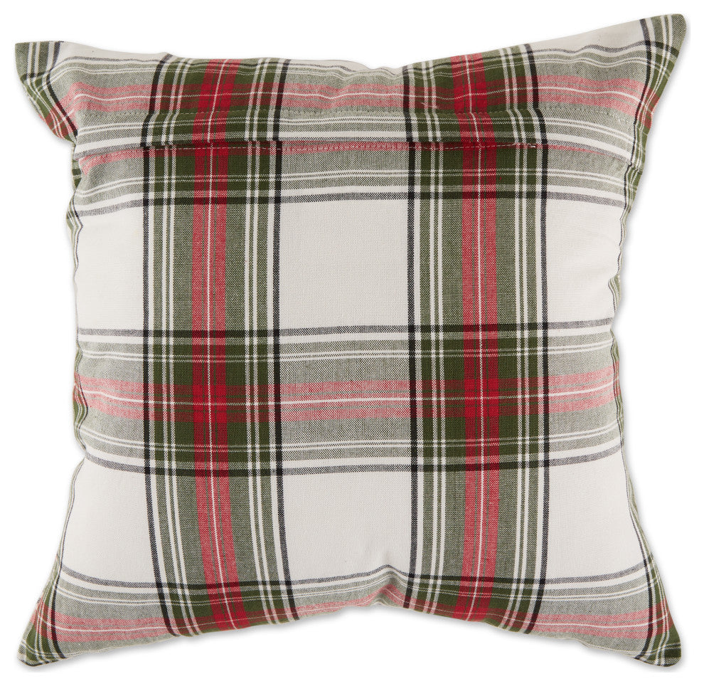 DII Asst Traditional Christmas Plaid Pillow Cover 18x18", 4 Piece