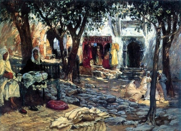 Frederick Arthur Bridgeman Idle Moments: An Arab Courtyard Gallery Wrap Canvas