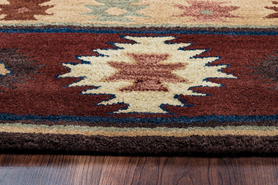 Southwest SU2009 Burgundy Southwest/Tribal Area Rug, Rectangular 3'x5'