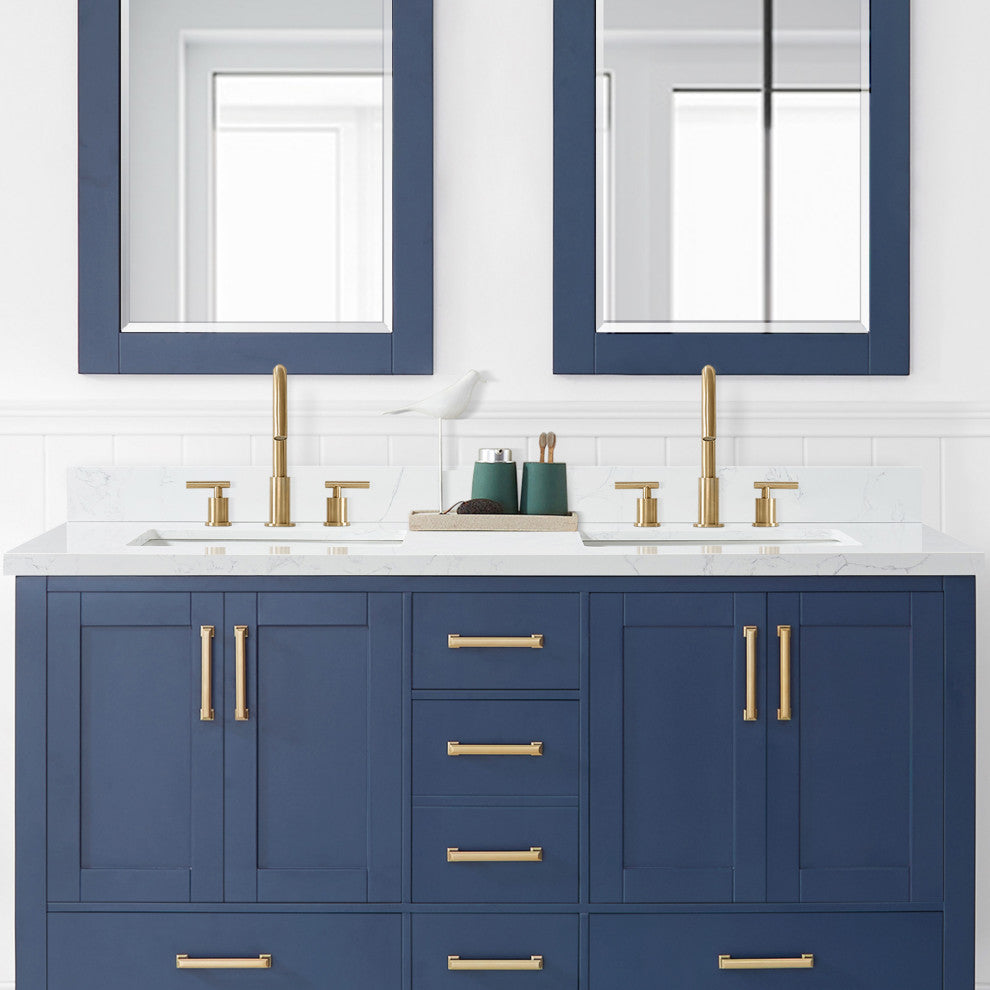 Jaen Composite Stone Vanity Top With Ceramic Sink, Grain White, 61"