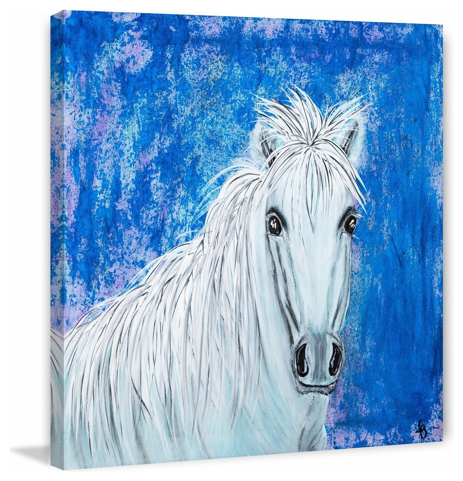 "Curly s Blue" Painting Print on Wrapped Canvas, 18"x18"