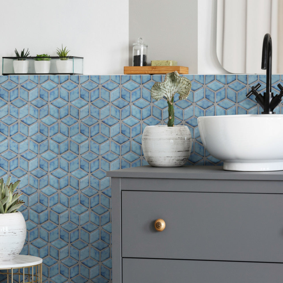 Hudson Rhombus Porcelain Mosaic Tile Sample