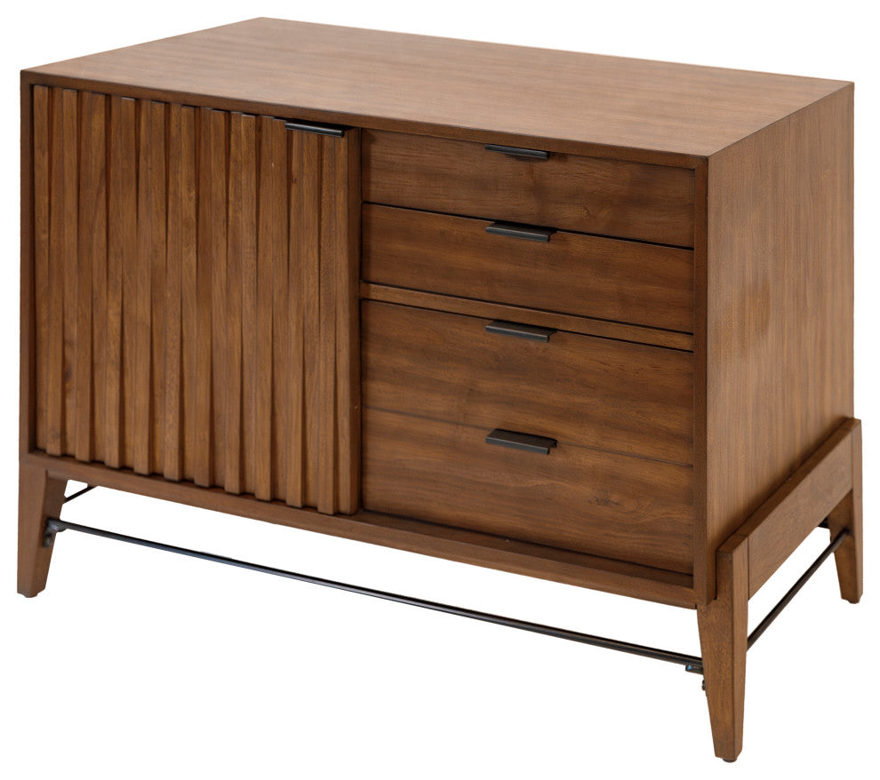 Mid-century Modern Small Console With File Drawers Brown