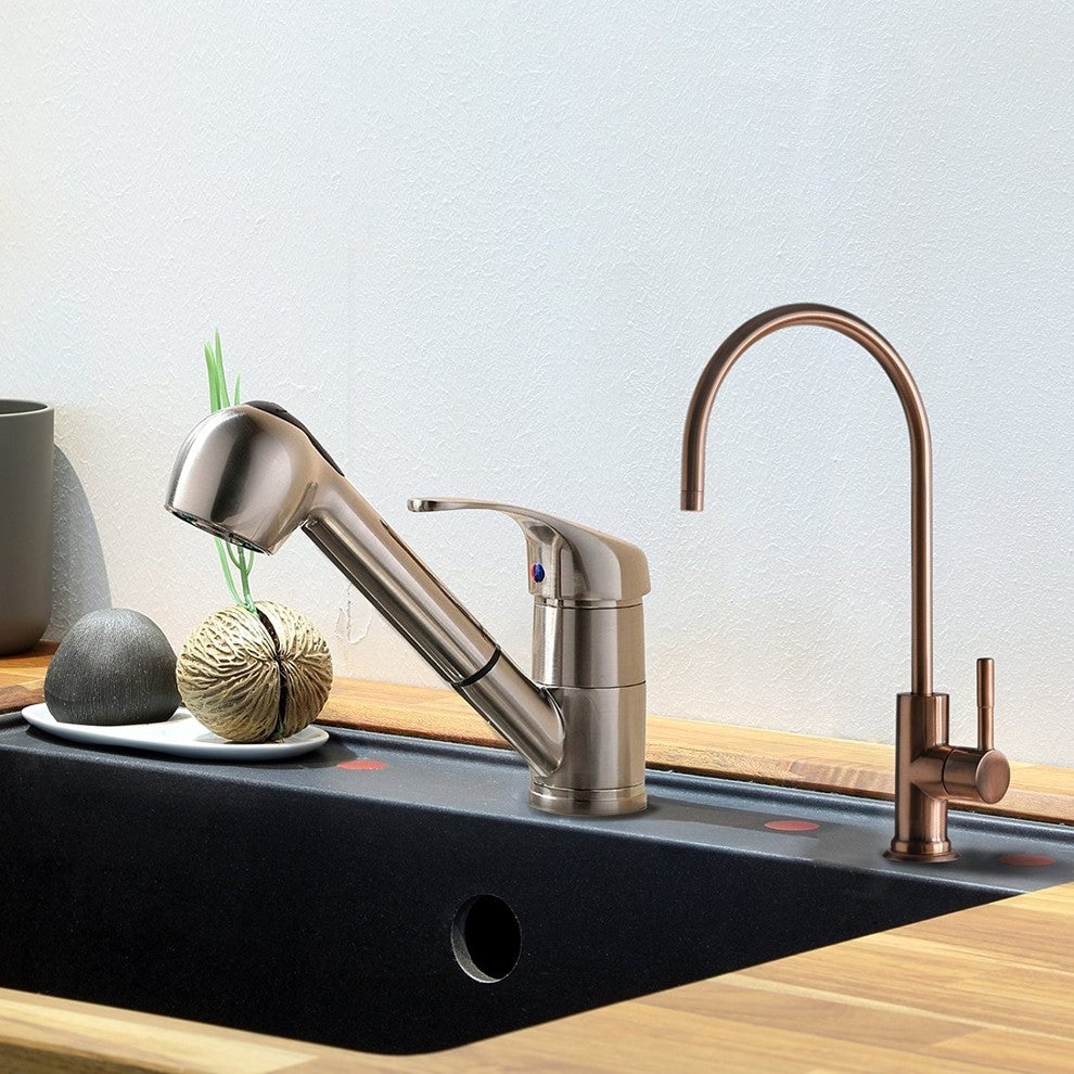 Lead-Free Heavy Duty Solid Brass Drinking Water Filter Faucet, Antique Wine