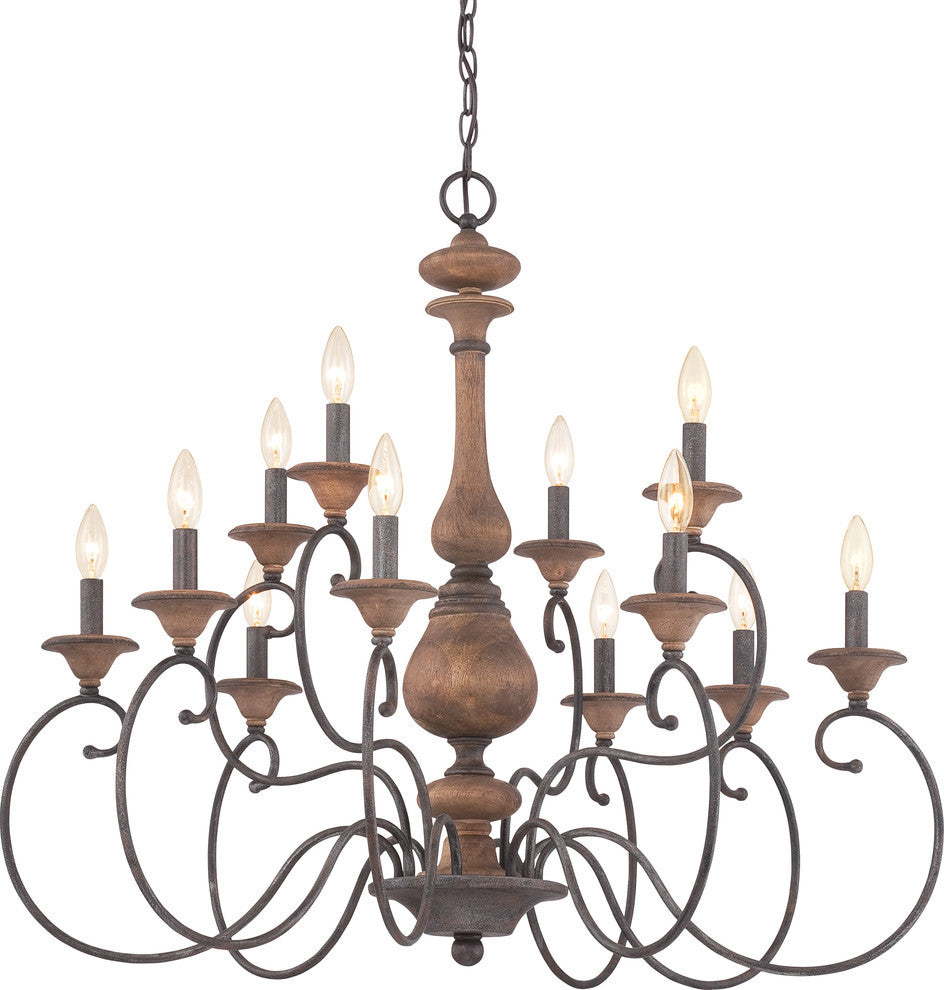 Quoizel ABN5012RK 12 Light Chandelier Auburn Rustic Black