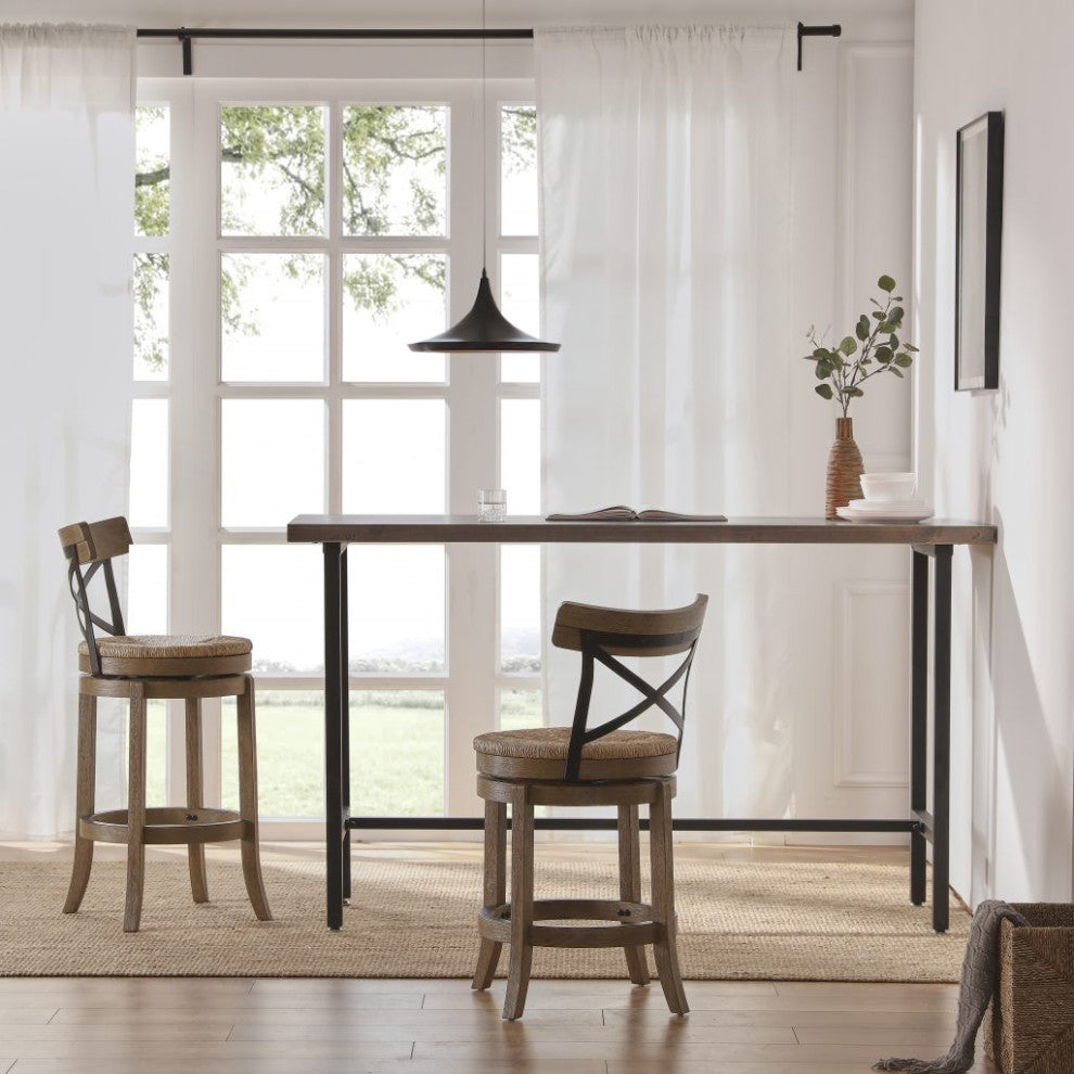 29" Myrtle Swivel Bar Stool, Wheat Wire-Brush