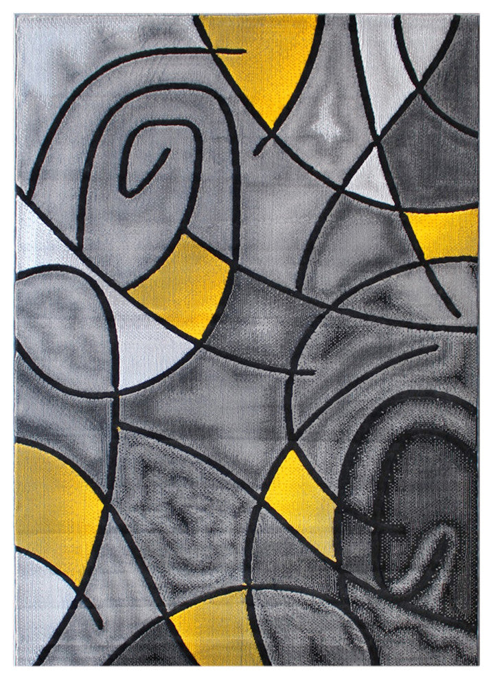 Jubilee Collection Modern Abstract Pattern Area Rug, Yellow, 8' X 10'