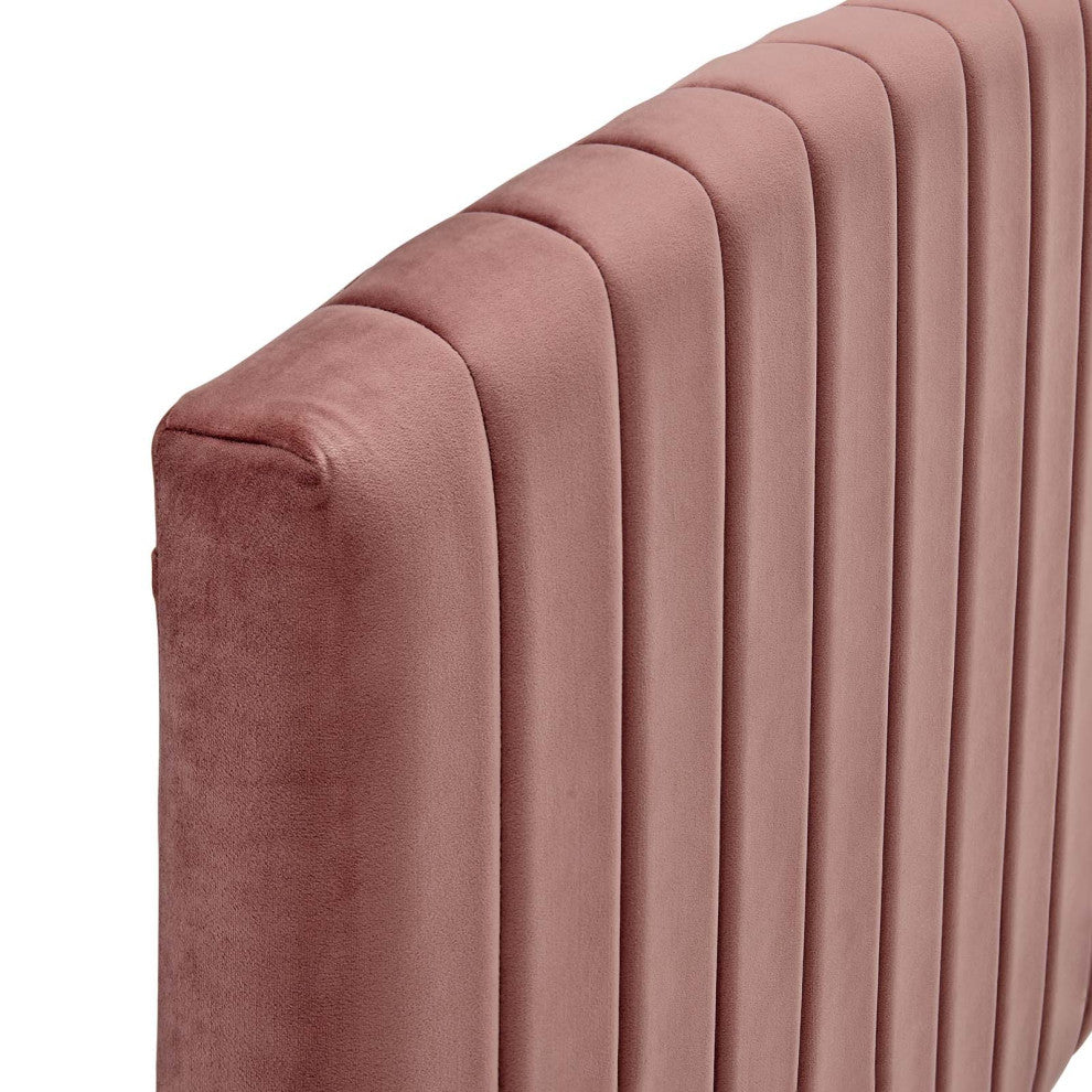 Rebecca Performance Velvet Twin Headboard - Dusty Rose