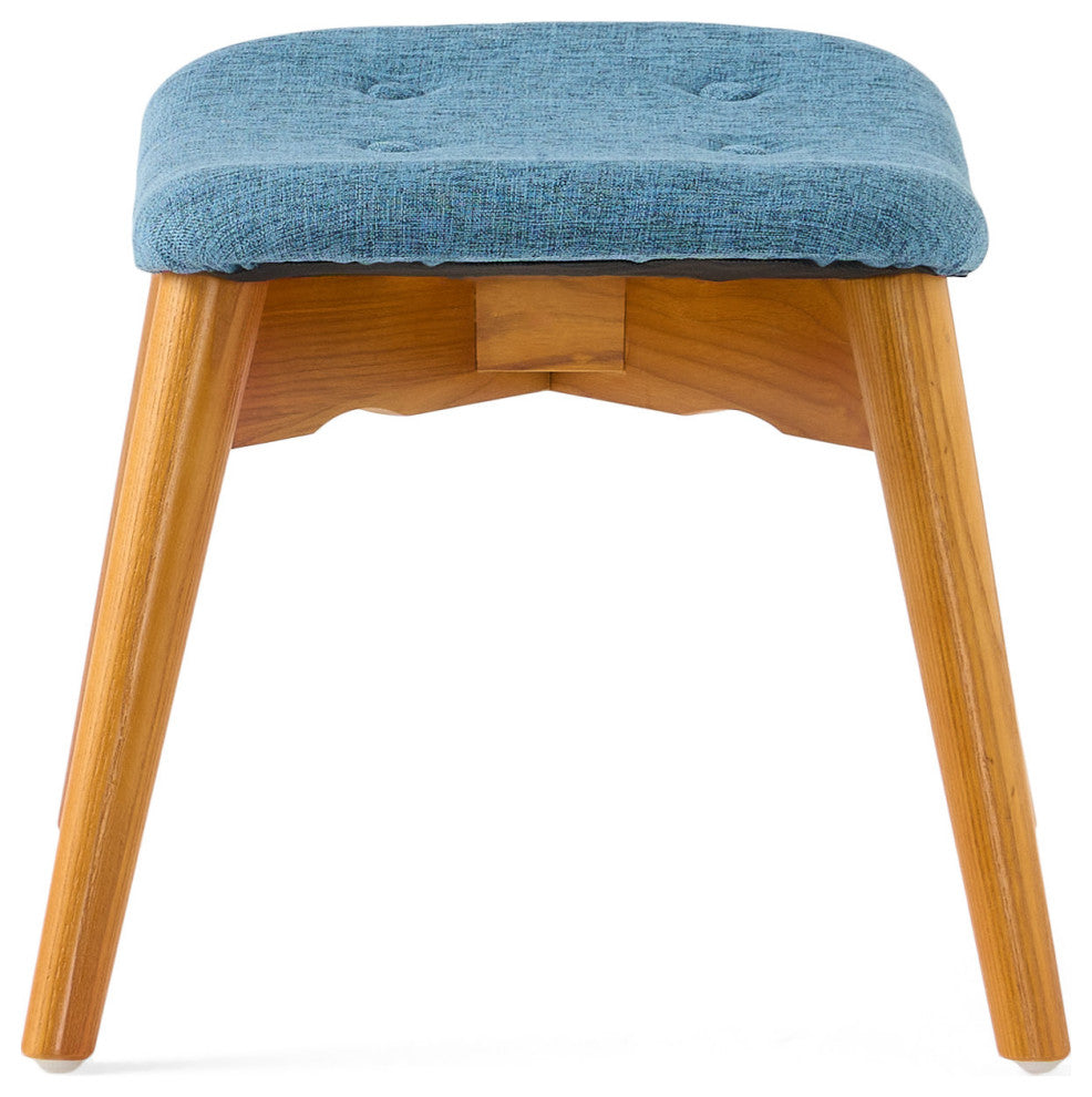 Hariata Mid-Century Modern Wingback Chair and Ottoman Set, Muted Blue