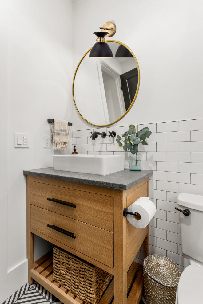 Perkins 1-Light Wall Sconce, Matte Black With Burnished Brass