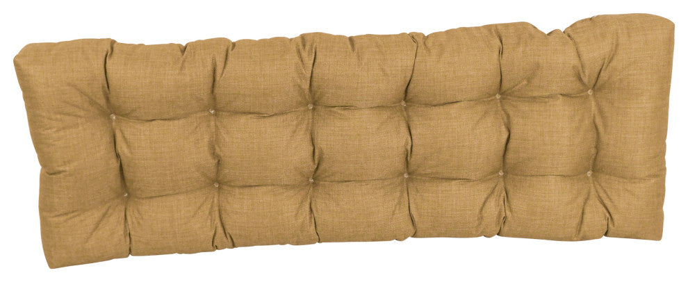 60"X19" Tufted Solid Outdoor Spun Polyester Loveseat Cushion, Wheat