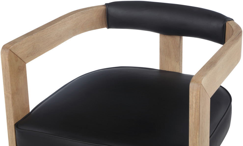 Manchester Faux Leather Upholstered Dining Chair, Black, Natural Finish