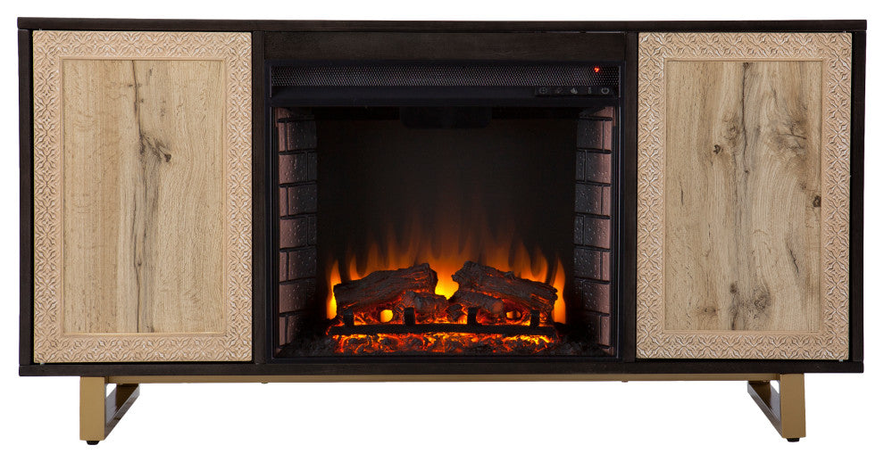 Bebington Electric Media Fireplace With Carved Details