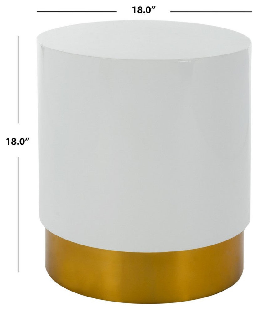 Safavieh Angelo Round Side Table, White/Gold